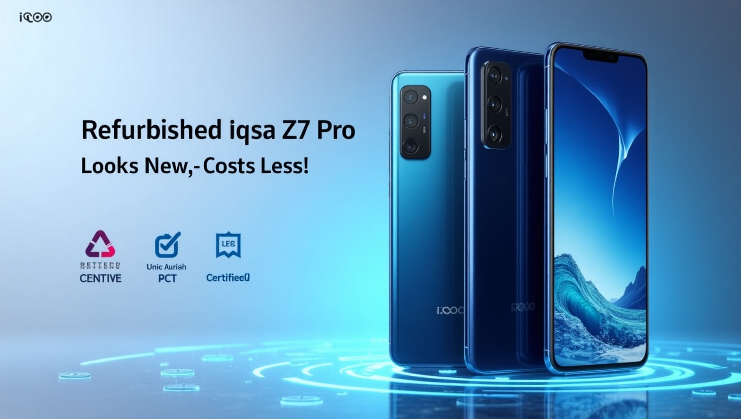 (Refurbished) iQOO Z7 Pro 5G (Blue Lagoon, 8GB RAM, 256GB Storage) | 3D Curved AMOLED Display | 4nm MediaTek Dimesity 7200 5G Processor | 64MP Aura Light OIS Camera | Segment's Slimmest & Lightest Smartphone Click to see full view (Refurbished) iQOO Z7 Pro 5G (Blue Lagoon, 8GB RAM, 256GB Storage) | 3D Curved AMOLED Display | 4nm MediaTek Dimesity 7200 5G Processor | 64MP Aura Light OIS Camera | Segment's Slimmest & Lightest Smartphone
